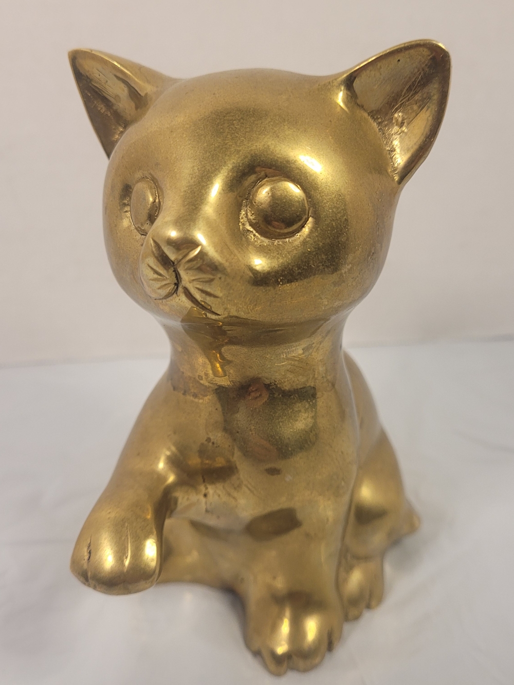 Brass-Look Gold Cat Figurine Decorative Accent - Picture 2 of 6